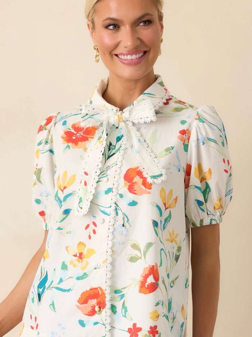 PROSPERINA PROSPERINA WILLOW MULTI FLORAL PRINT COTTON TOP